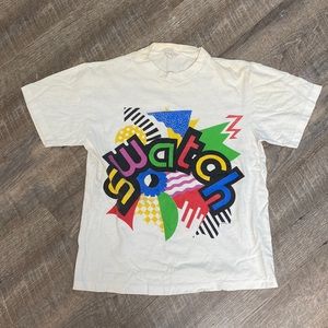 Vintage 80s Swatch Watch Sissi Colorful T Shirt Medium Made In USA